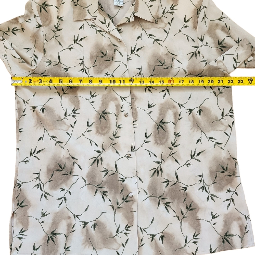 Vintage Rene Margo Collared Floral Vine Print Button Down Blouse - Picture 5 of 6